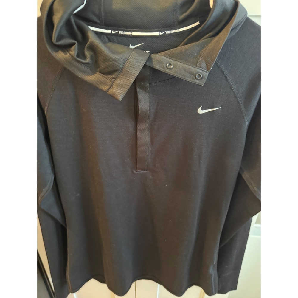 Nike Dri Fit Womens Hoodie Black Long Sleeve Pullover Athletic Size M